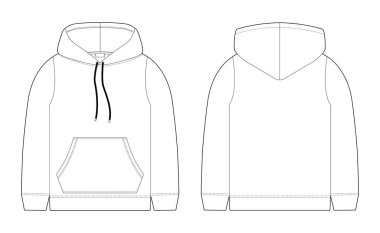 Erkekler için moda teknik kroki hoodie. Mockup şablon hoody.