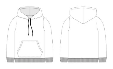 Erkek hoodie teknik kroki. Mockup şablon hoody.