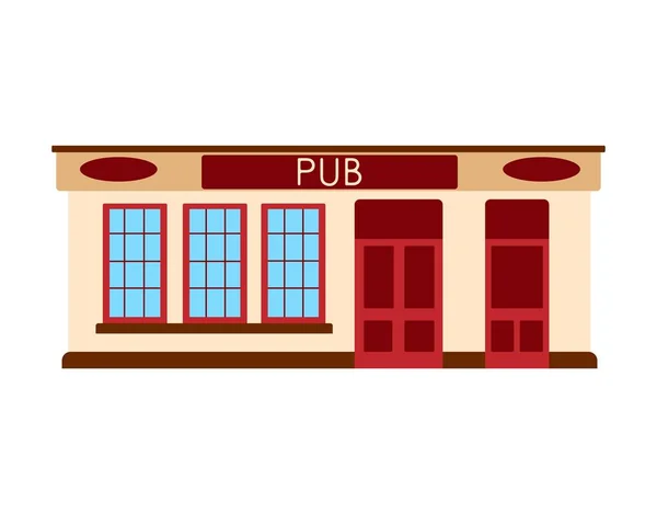 Icono de bar inglés. Fachada del edificio. Ilustración plana del vector — Archivo Imágenes Vectoriales