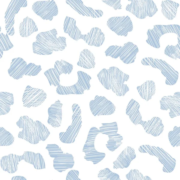 Grunge azul piel de leopardo patrón sin costuras. Fondo de pantalla de piel animal abstracto . — Vector de stock