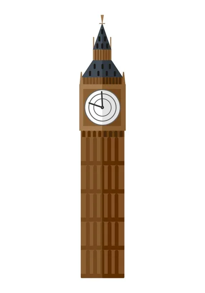 Big Ben Tower, London. Flat vektor illustration isolerad — Stock vektor