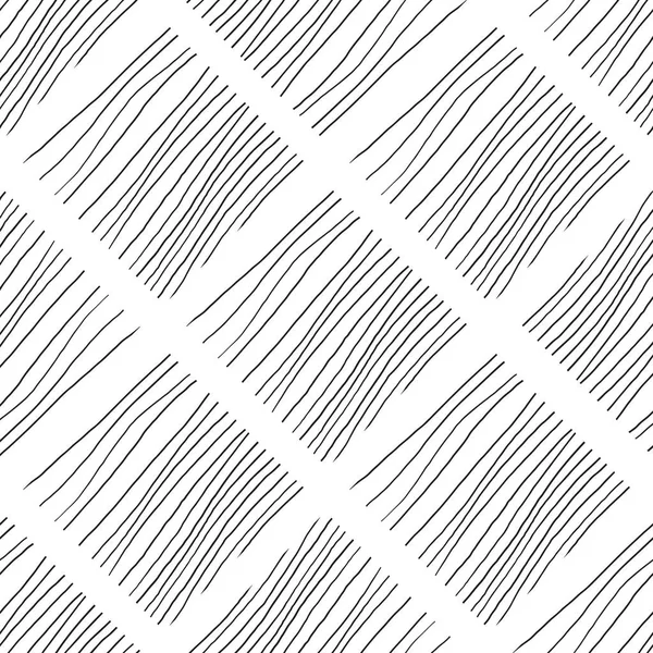 Fekete-fehér vonalak varratmentes mintás kézzel rajzolt textúra. — Stock Vector