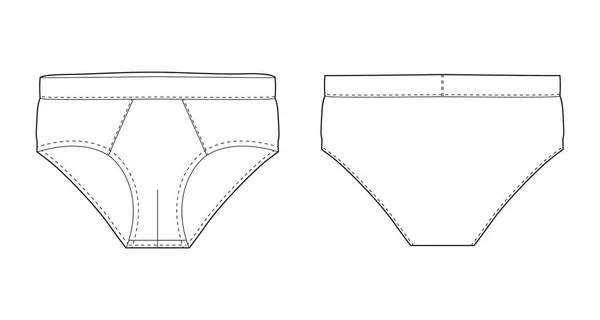 Pantalones cortos calzoncillos aislados bosquejo técnico. Ilustración vectorial de calzoncillos de hombre . — Vector de stock