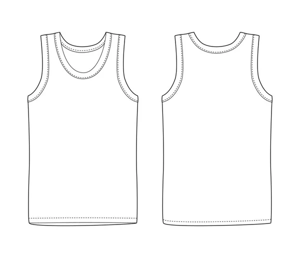 Mannen vest ondergoed. Witte tank top vooraan — Stockvector