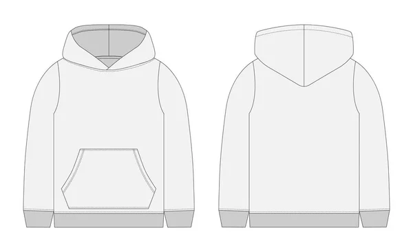 Erkek gri hoodie için teknik kroki. Mockup şablon hoody.