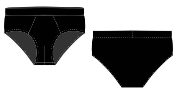 Pantalones cortos negros ropa interior hombres aislado boceto técnico . — Vector de stock