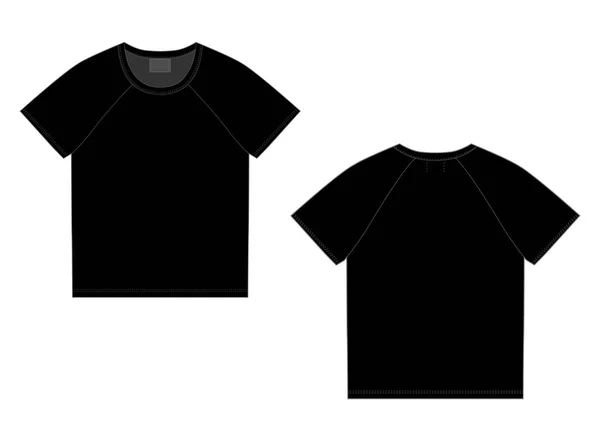 T-shirt raglanärm designmall. Främre och bakre vektor. — Stock vektor