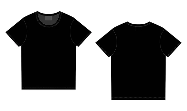 Plantilla de diseño de camiseta negra. Vector frontal y posterior . — Vector de stock