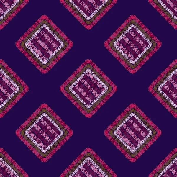 Modern embroidery carpet geometric shape seamless pattern. — Stock Vector