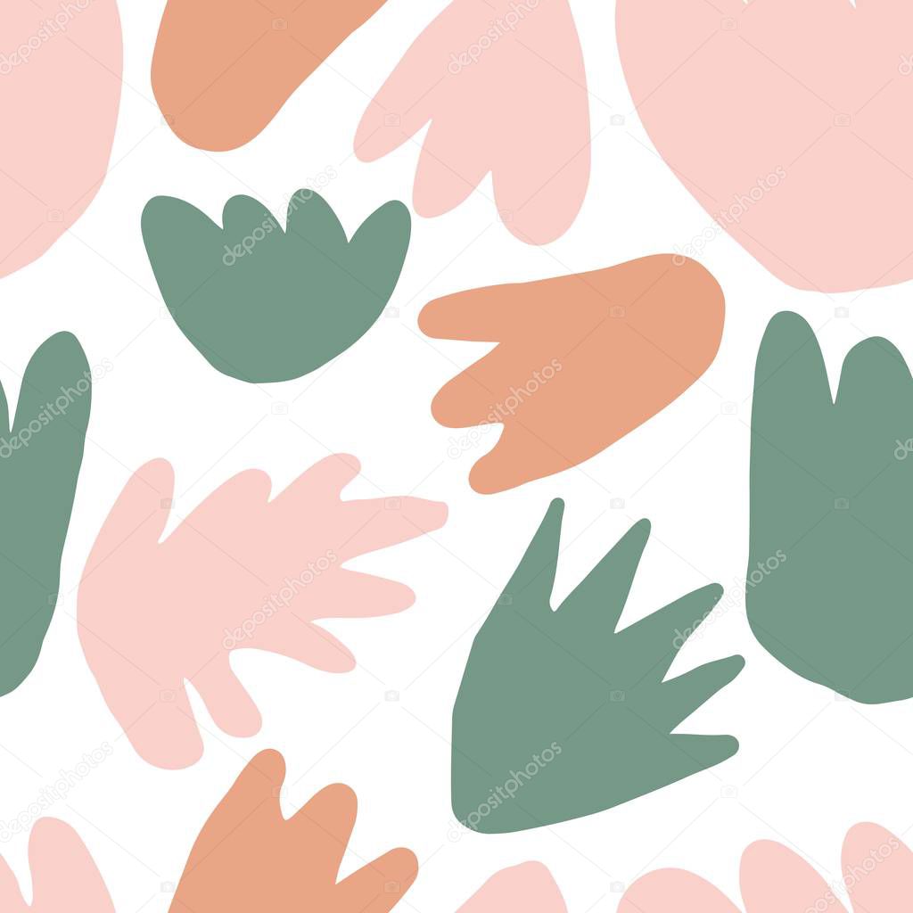 Contemporary floral seamless pattern. Modern abstract natural colorful shapes.