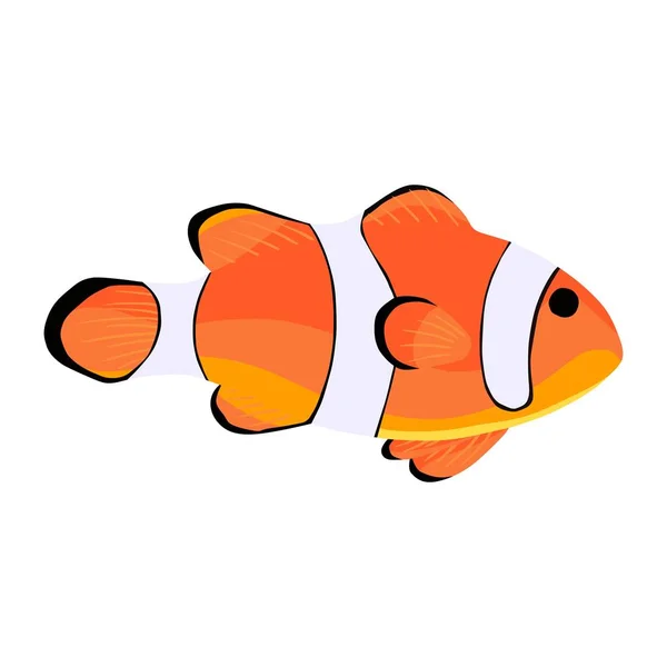 Clown fish. Amphiprioninae icon isolated on white backdrop — Stock Vector