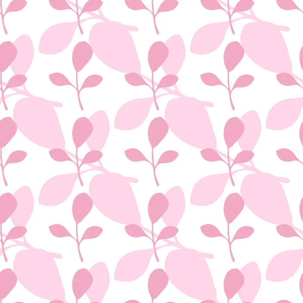 Розовые листья векторный узор без печати на белом фоне. Фон плоский стиль — стоковый вектор