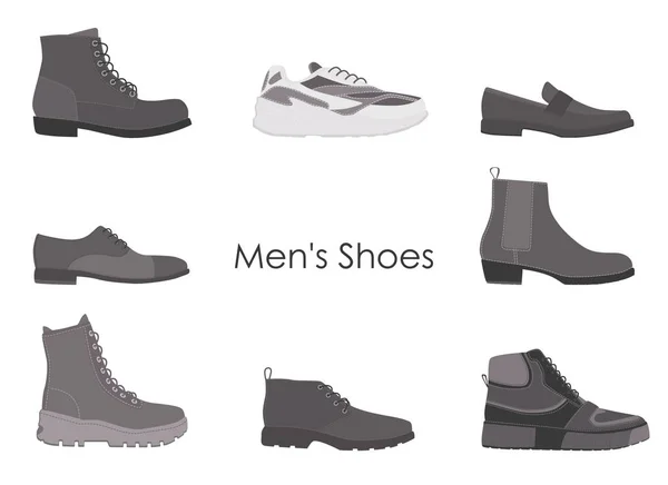 Collezione uomo calzature isolate su fondo bianco. Set di stivali da uomo . — Vettoriale Stock