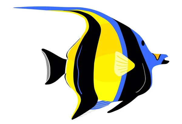 ムーアのアイドル魚。Zanclus cornutus.ベクターイラスト — ストックベクタ