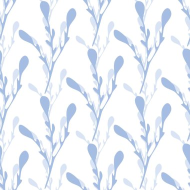 Mavi yaprak şube zemin. Dalları Dikişsiz desen.