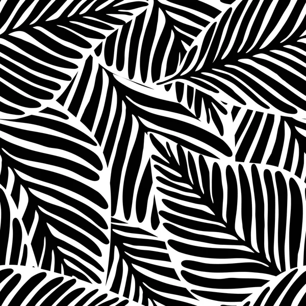 Monochromes Dschungel-geometrisches nahtloses Muster. exotische Pflanze. — Stockvektor