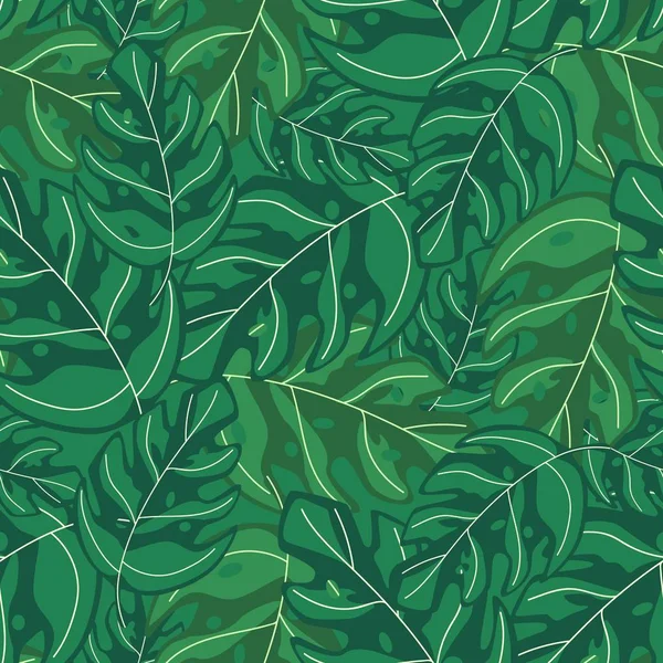 열대 몬스터는 원활한 반복 패턴을 나뭇잎 . 이국적인 식물. — 스톡 벡터