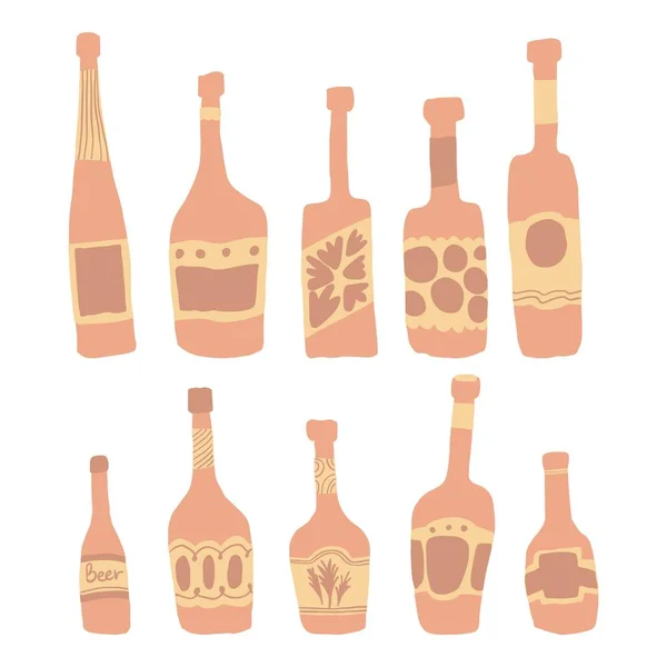 Ensemble de bar différentes bouteilles en verre illustration — Image vectorielle