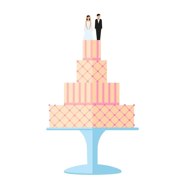 Roztomilé svatební koláče s květinovými dekorace izolované na bílém pozadí. — Stockový vektor