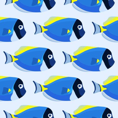 Toz mavi tang balık dikişsiz desen. Acanthurus cerrah balık