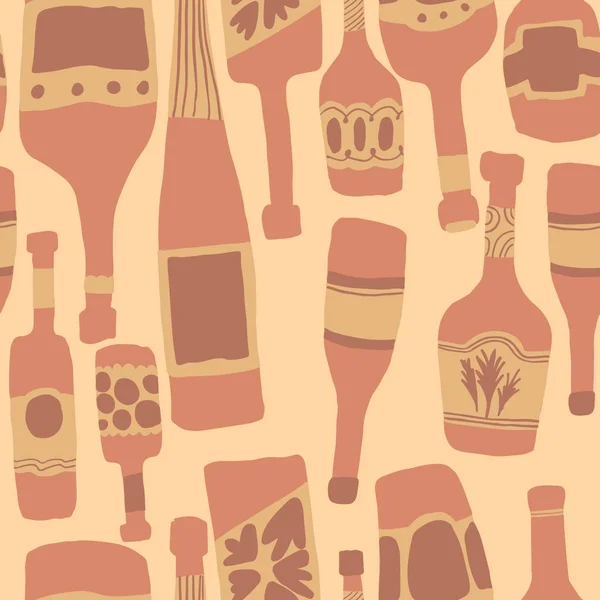 Fond de motif sans couture avec illustration de bouteilles de bar — Image vectorielle