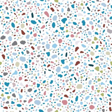 Beyaz arka plan üzerinde soyut terrazzo dikişsiz desen.