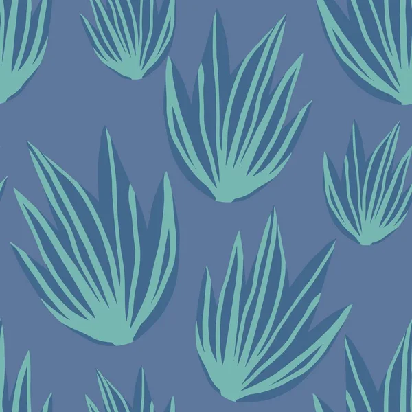 Enkel tropisk Aloe lämnar sömlösa mönster. Exotiska växter. — Stock vektor