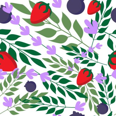 Yabani çilek ve bitkisel yapraklar pürüzsüz.