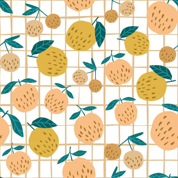 Gelbe Äpfel und Blätter nahtlose Muster Hintergrund. — Stockvektor
