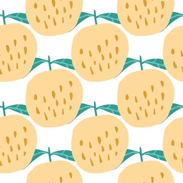 Pommes jaunes motif sans couture sur fond blanc . — Image vectorielle