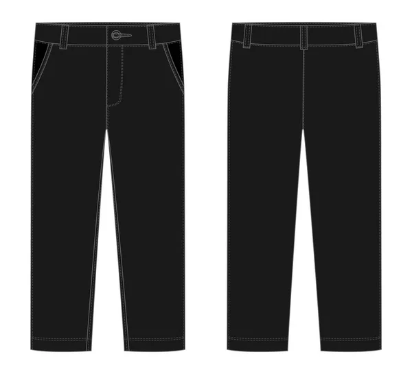 Male black pants. KIds trousers design template. — Stock Vector