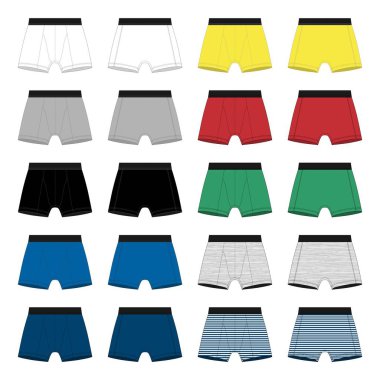 Erkek boxer şort seti. Beyaz arka planda izole edilmiş iç çamaşırları.