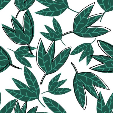 Beyaz arka plan üzerinde soyut yeşil yaprakları duvar kağıdı.