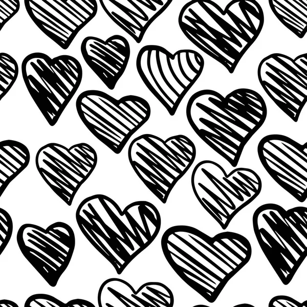 Corazón negro patrón sin costuras. Fondo del Día de San Valentín. 14 febrero antecedentes . — Vector de stock