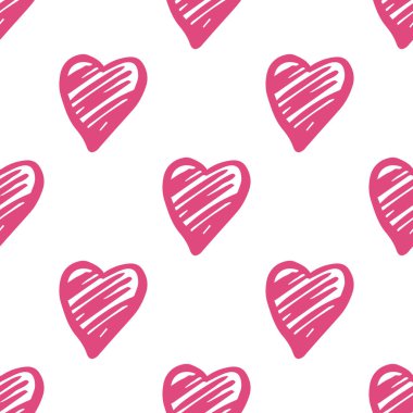 Beyaz arka planda pembe kalpler dikişsiz desen.