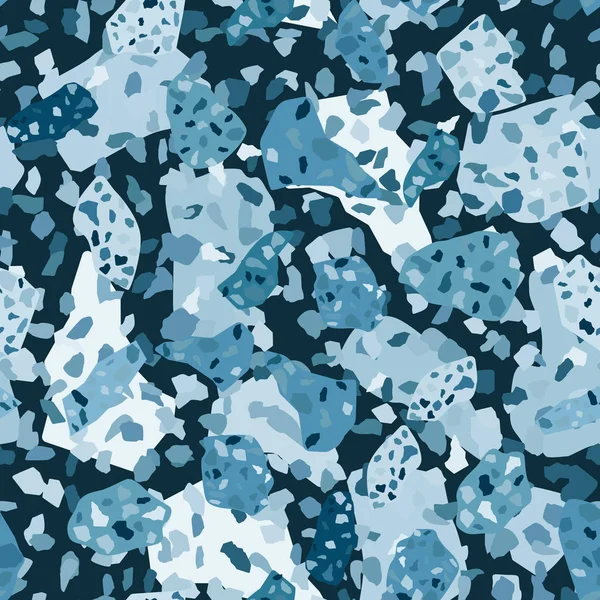 抽象蓝色水磨石无缝图案设计插图. — 图库矢量图片