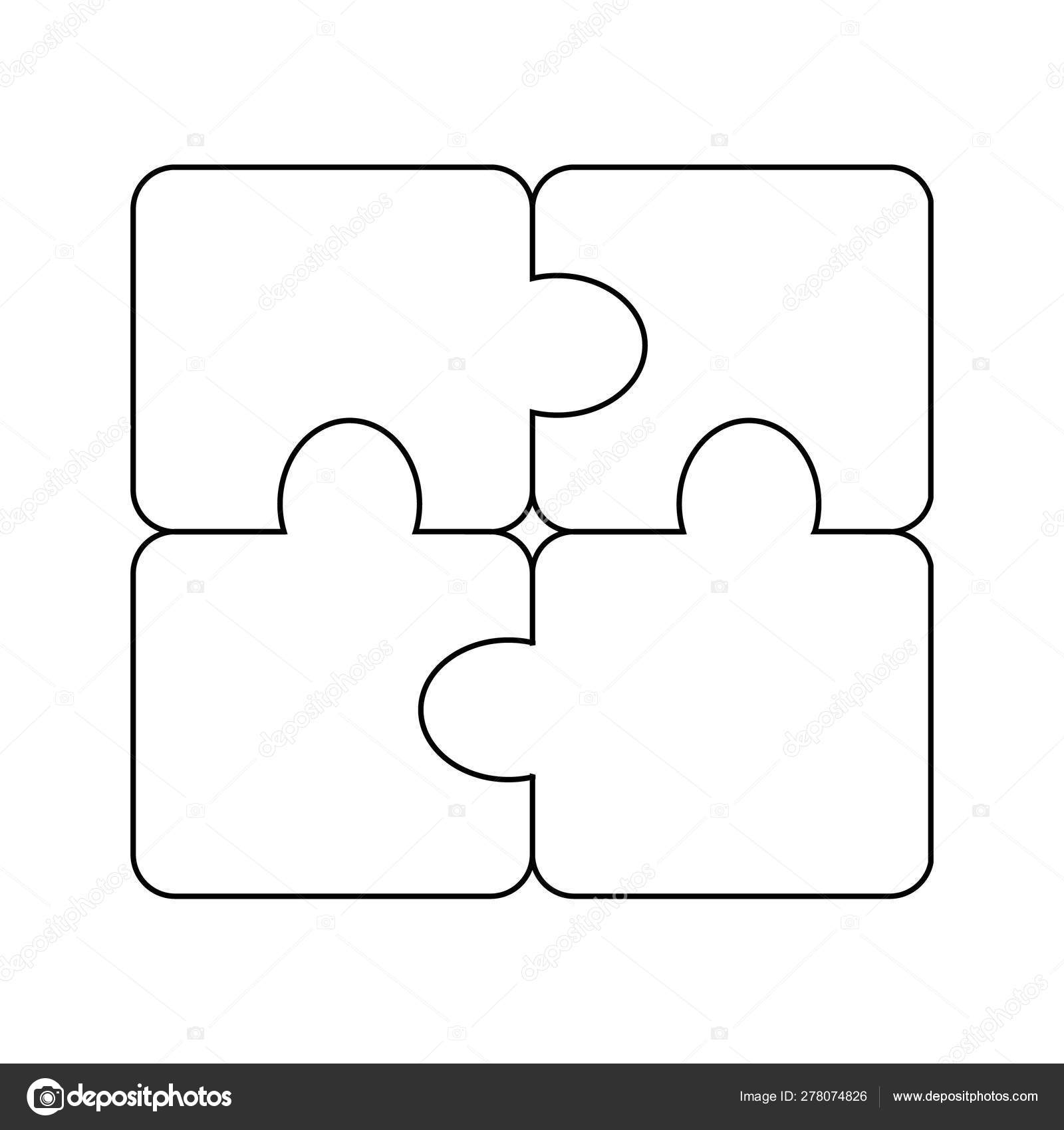 Outline Puzzle Icon 4 Pieces Puzzle Design Illustration Vector Image By C Yellowsdesign Vector Stock