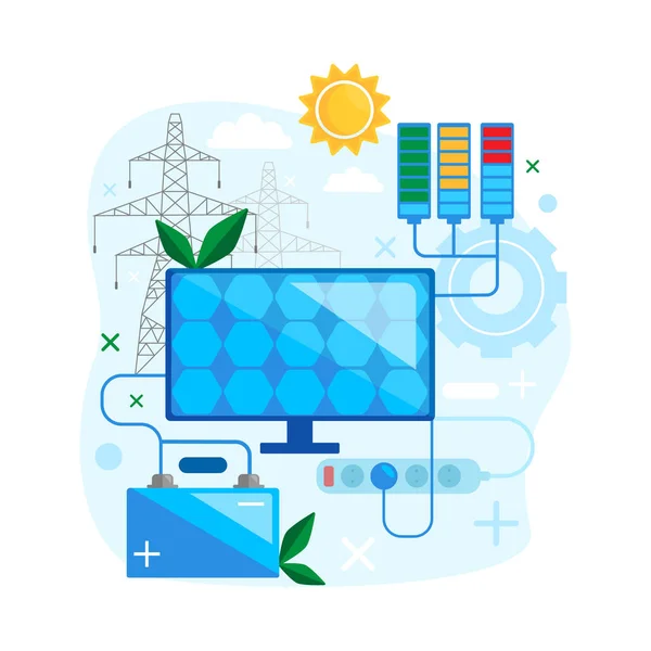 Solar energy concept design. Safe and use alternative renewable energy. — Stock Vector