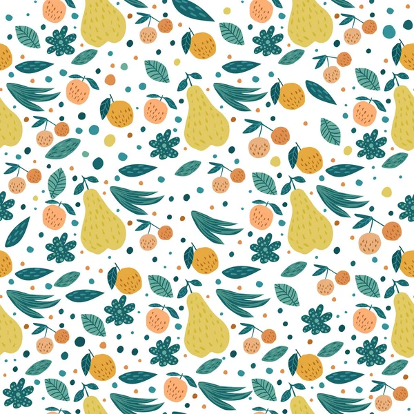 흰색 배경 그림에 과일 원활한 패턴 — 스톡 벡터