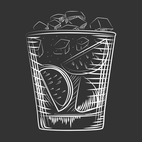 Ручной эскиз коктейля. Алкогольный напиток Ром фон . — стоковый вектор