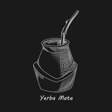 Siyah arka planda yerba mate içki için Calabash.