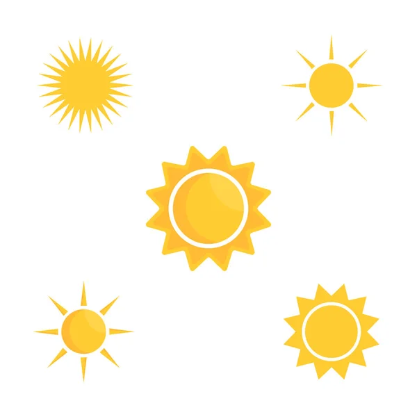 太阳图标集。隔离平面符号插图. — 图库矢量图片