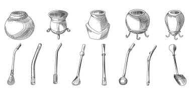 Yerba mate çay seti - calabash ve bombilla. İçecek dostum için aksesuar.