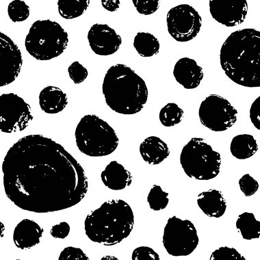 El çizilmiş boya fırçası sorunsuz desen. Grunge daireler çiziyor. Siyah mürekkep lekeleri