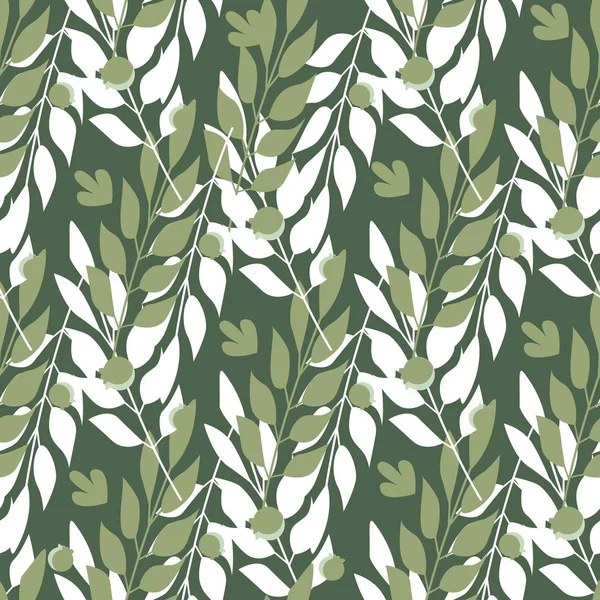 Травяные листья бесшовные. Лесная векторная иллюстрация — стоковый вектор