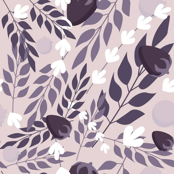 Feuilles à base de plantes motif sans couture. Illustration vectorielle sur fond — Image vectorielle