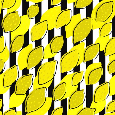 Narenciye toplama ile el çizilmiş dikişsiz desen.