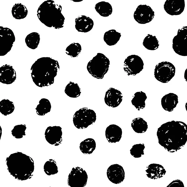 Grunge circles. Hand drawn paint brush seamless pattern. — Stock Vector