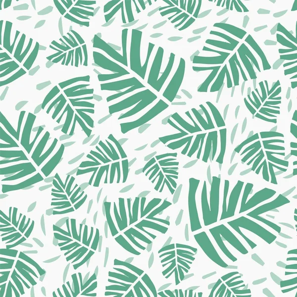 손으로 그린 열대 몬스터 잎 매끄러운 패턴. — 스톡 벡터