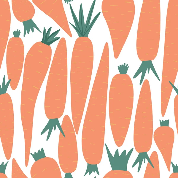 Hand drawn carrot seamless pattern on white background. Doodle carrots wallpaper. — Stock Vector